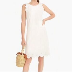 J Crew Sleeveless‎ Knit Dress With Eyelet Trim White Size S